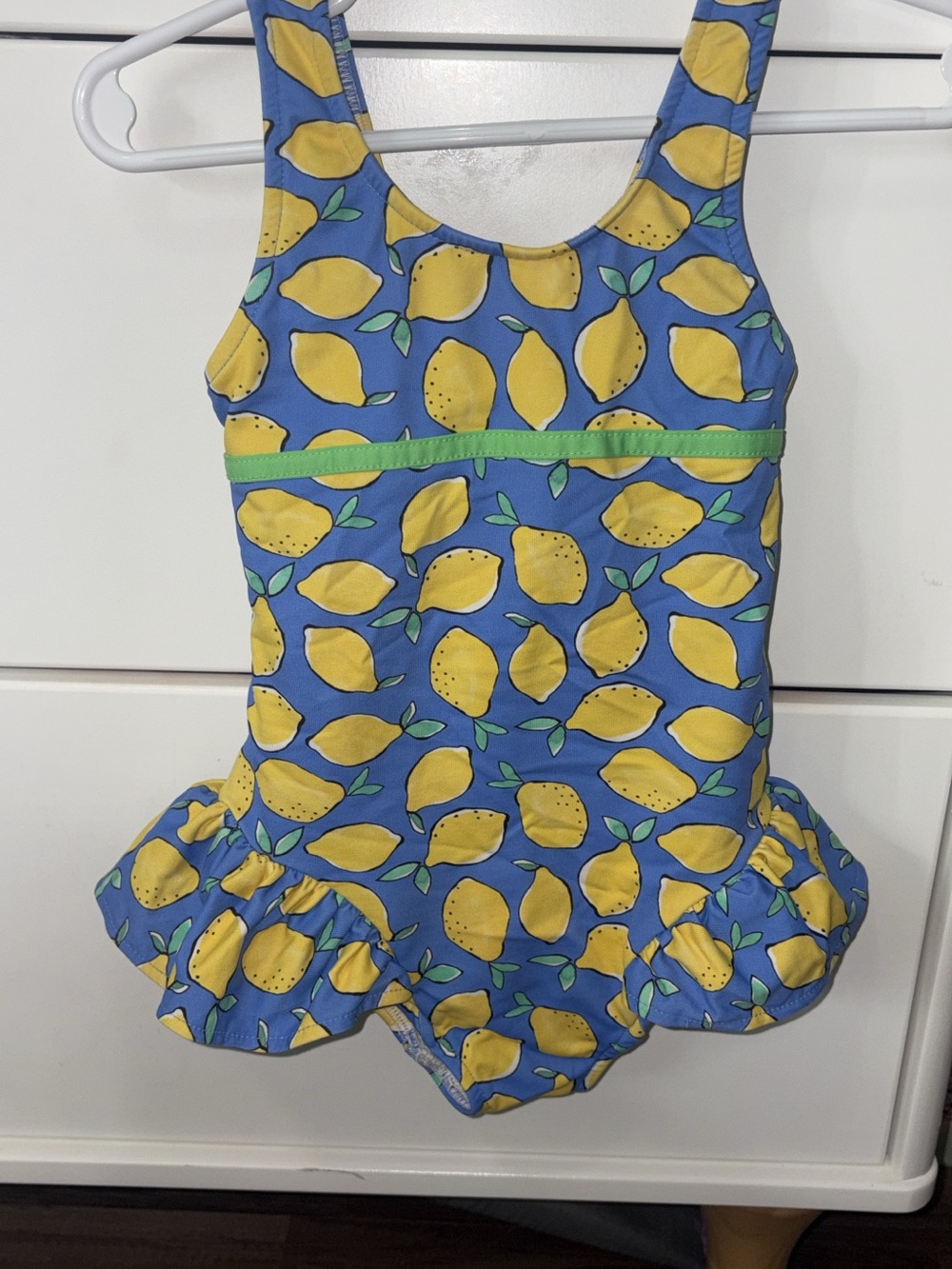 4T Florence Eiseman Blue & Yellow Lemon Print One-Piece Swimsuit